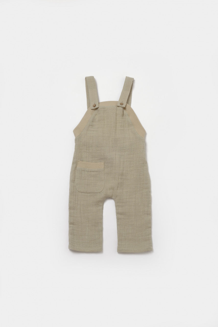 Set bluza si salopeta, Winter muselin, 100% bumbac - Verde, BabyCosy