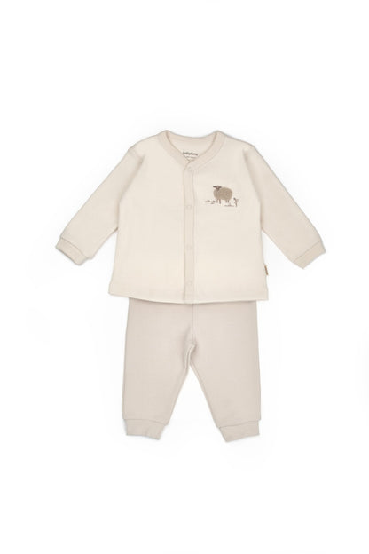 Set bluzita cu capse si pantalon, Lamb, BabyCosy, 100%bumbac organic