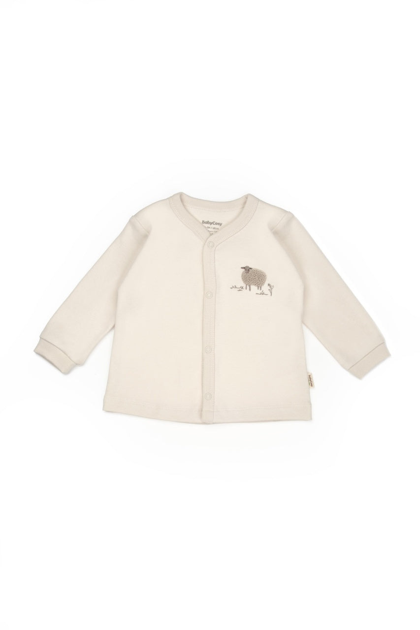 Set bluzita cu capse si pantalon, Lamb, BabyCosy, 100%bumbac organic