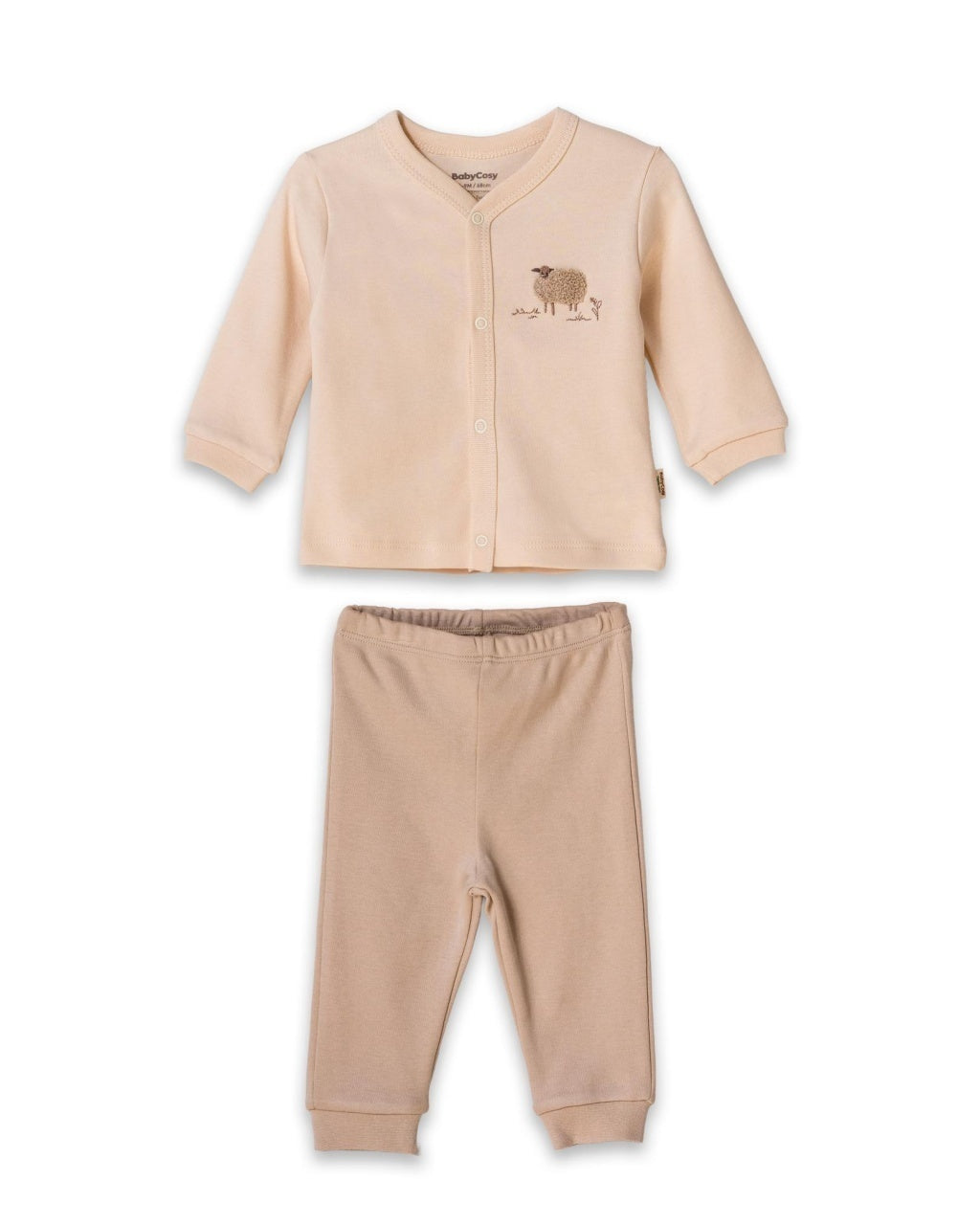 Set bluzita cu capse si pantalon, Lamb, BabyCosy, 100%bumbac organic