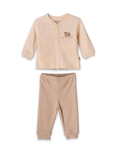 Set bluzita cu capse si pantalon, Lamb, BabyCosy, 100%bumbac organic