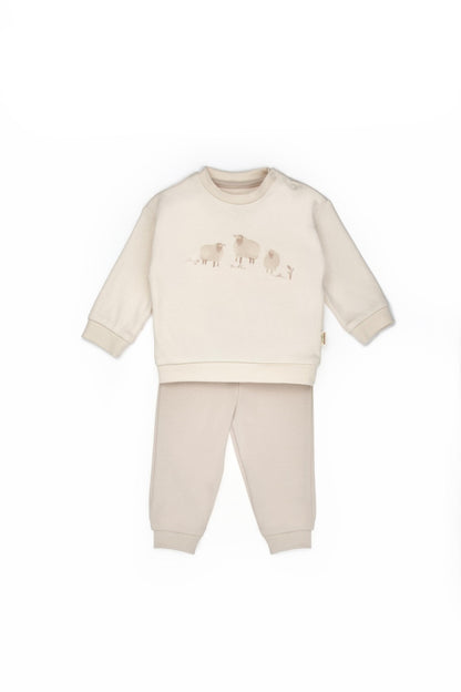 Set bluzita cu imprimeu si pantalon, Lamb, BabyCosy, 100%bumbac organic