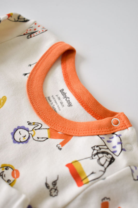 Set bluzita cu maneca lunga si pantaloni lungi, 100% bumbac organic, BabyCosy, Portocaliu - Bluza, Pantaloni
