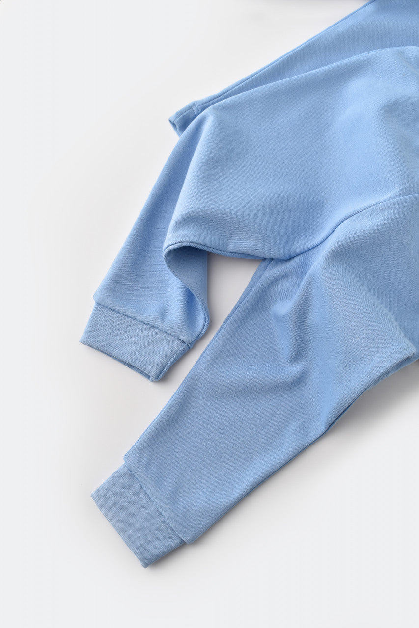 Set bluzita cu maneca lunga si pantaloni lungi - bumbac organic 100% - Bleu, BabyCosy