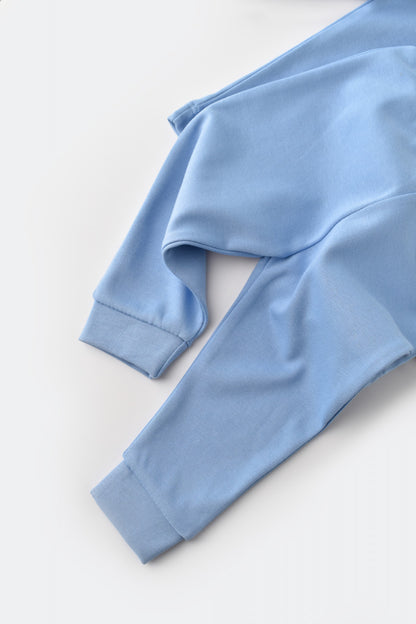 Set bluzita cu maneca lunga si pantaloni lungi - bumbac organic 100% - Bleu, BabyCosy