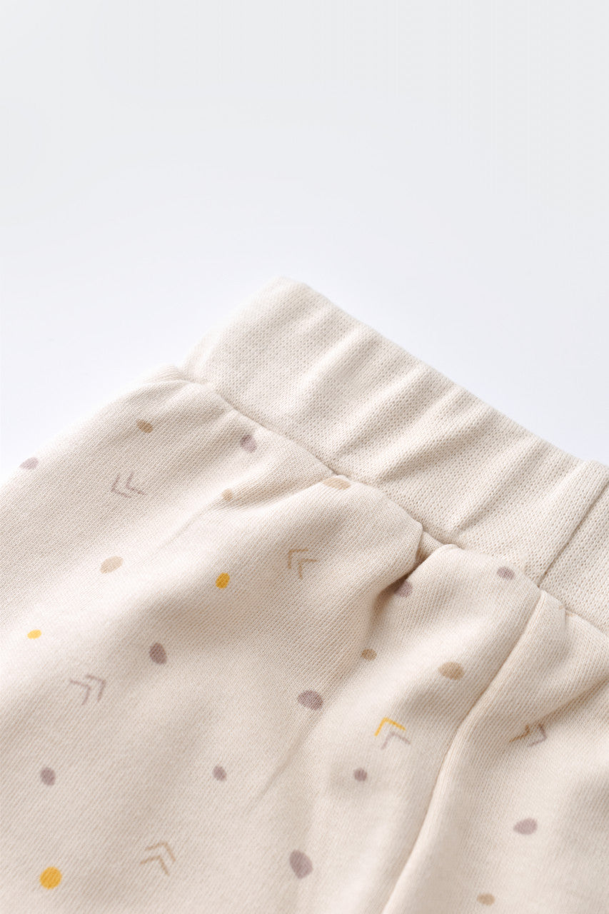 Set bluzita cu maneca lunga si pantaloni lungi - bumbac organic 100% - Crem cu buline, BabyCosy