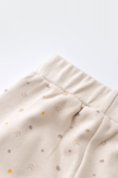 Set bluzita cu maneca lunga si pantaloni lungi - bumbac organic 100% - Crem cu buline, BabyCosy