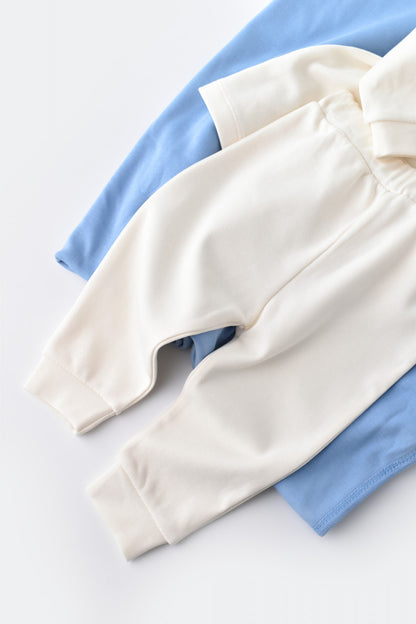 Set bluzita cu maneca lunga si pantaloni lungi - bumbac organic 100% - Ecru, BabyCosy