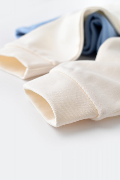 Set bluzita cu maneca lunga si pantaloni lungi - bumbac organic 100% - Ecru, BabyCosy