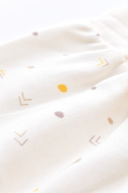 Set bluzita cu maneca lunga si pantaloni lungi - bumbac organic 100% - Ecru cu buline, BabyCosy