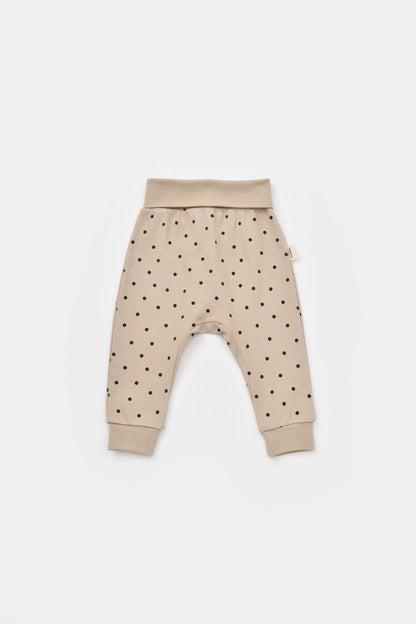 Set bluzita cu maneca lunga si pantaloni lungi cu buline Girafa, BabyCosy, 100% bumbac organic, Ecru