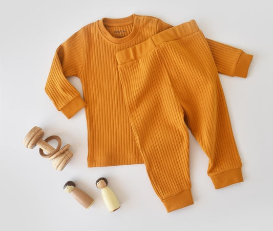 Set bluzita cu maneca lunga si pantaloni lungi din bumbac organic si 5% elastan - Sofran, BabyCosy - Bluza, Pantaloni