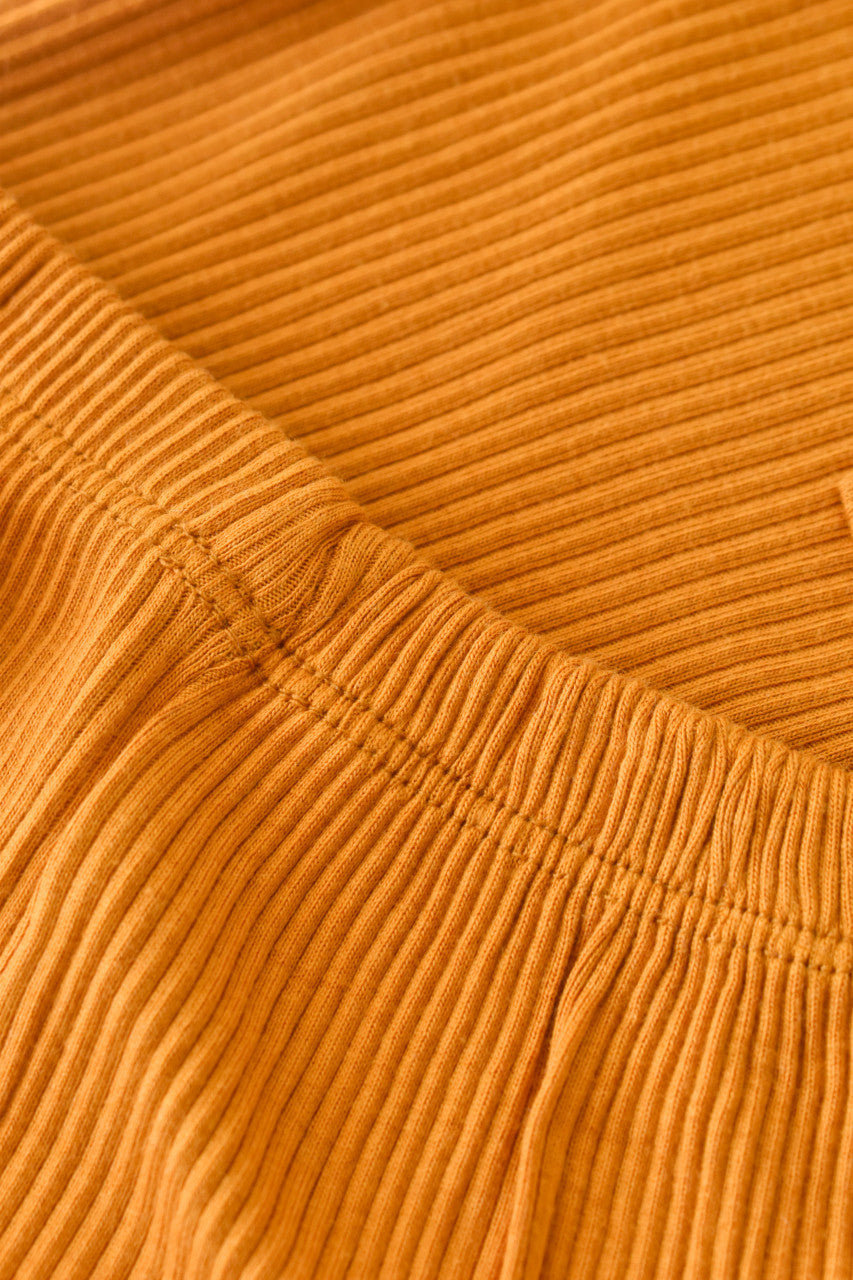 Set bluzita cu maneca lunga si pantaloni lungi din bumbac organic si modal - Mustar BabyCosy