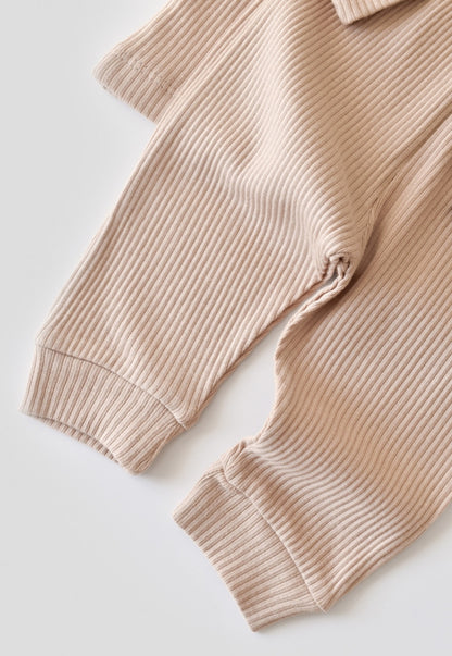 Set bluzita cu maneca lunga si pantaloni lungi din bumbac organic si modal - Blush BabyCosy