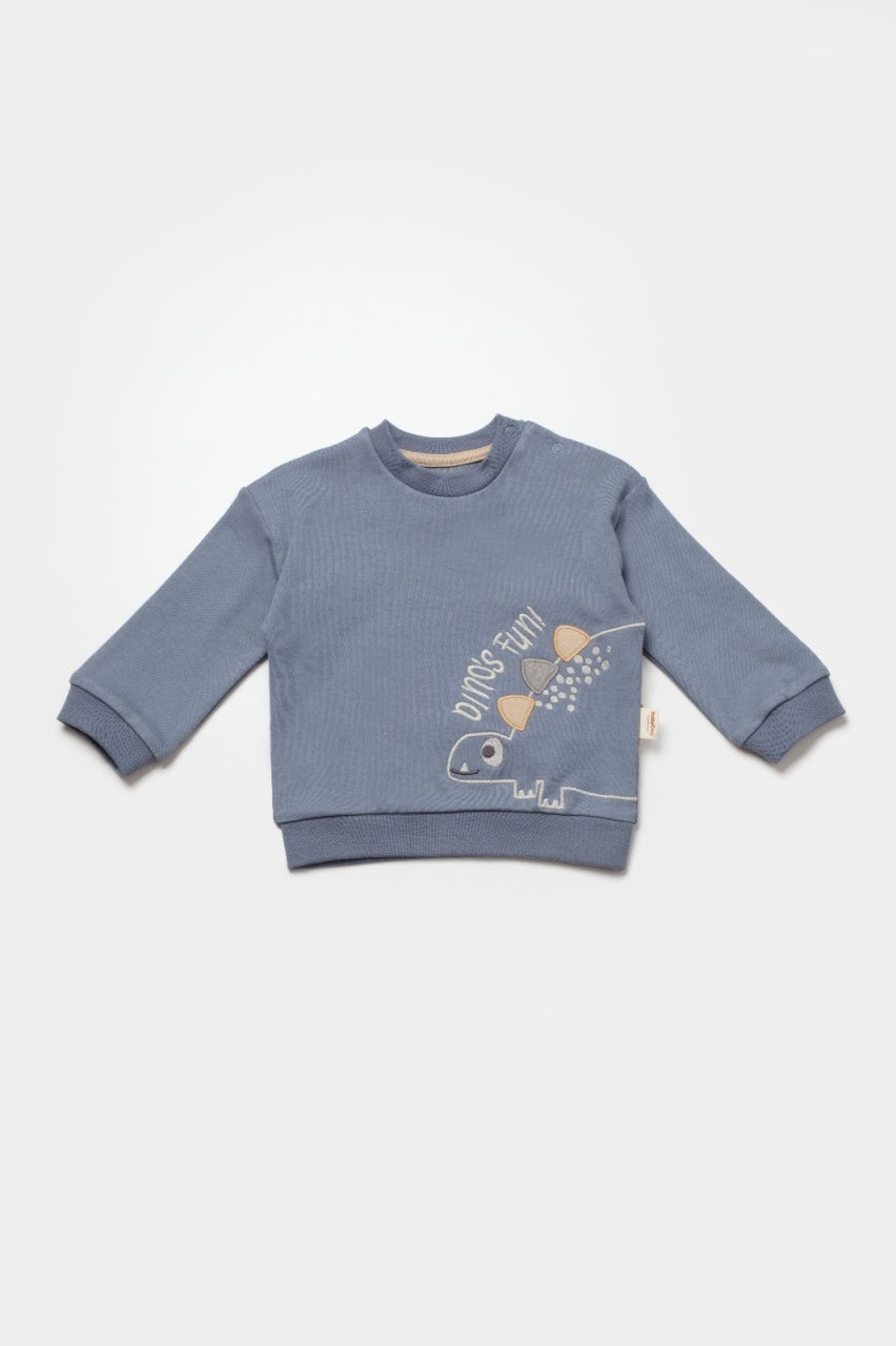 Set bluzita cu pantalon Dino, indigo, BabyCosy, 100%bumbac