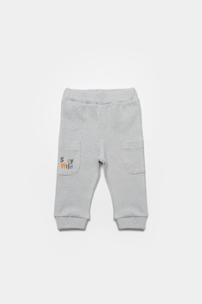 Set bluzita cu pantalon Lion, gri, BabyCosy, 100%bumbac