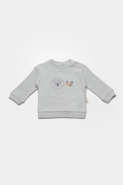 Set bluzita cu pantalon Lion, gri, BabyCosy, 100%bumbac