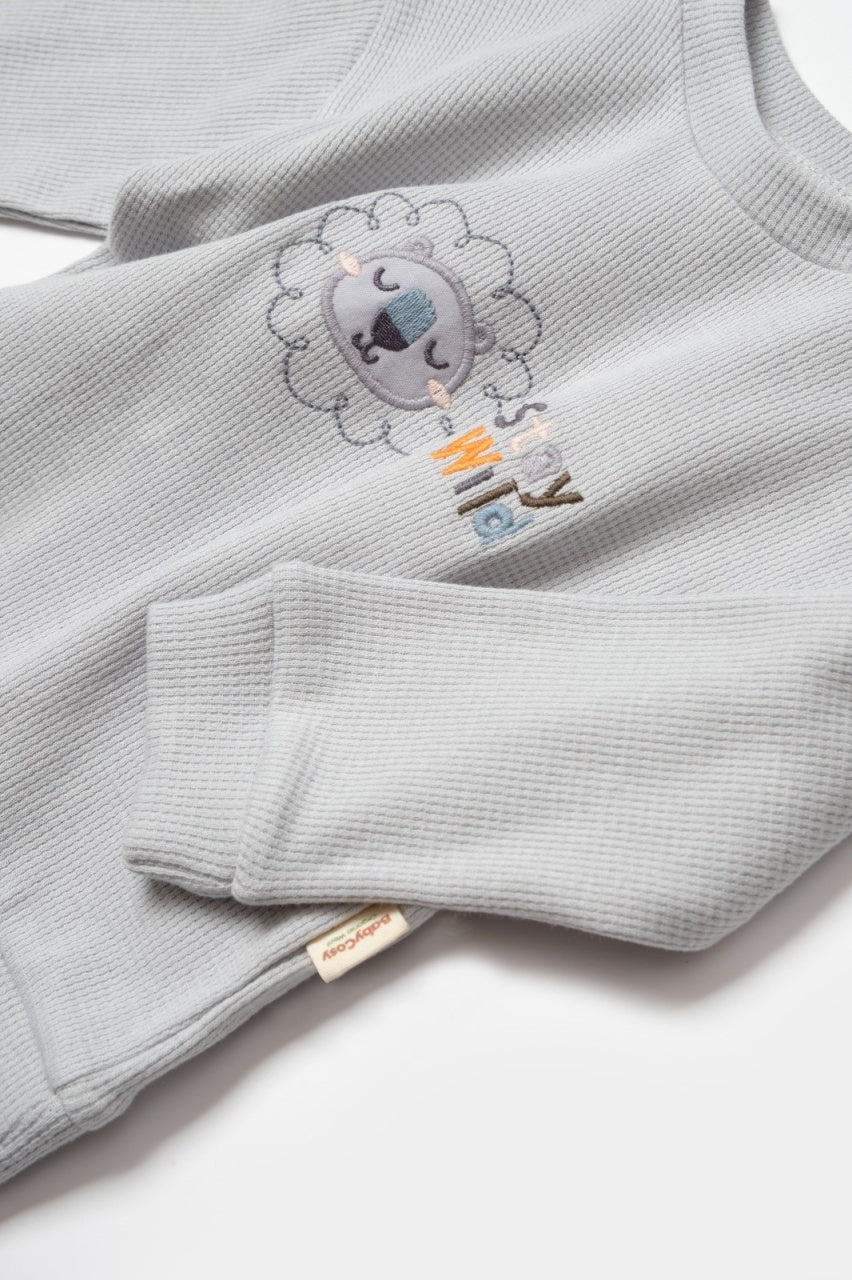 Set bluzita cu pantalon Lion, gri, BabyCosy, 100%bumbac