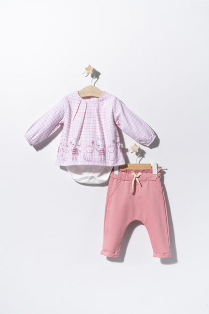 Set bluzita de vara cu pantalonasi pentru bebelusi Cats, Tongs baby