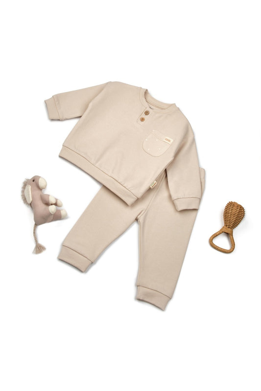 Set bluzita si pantaloni COOL cu buzunar - Stone, BabyCosy - Bluza, Pantaloni