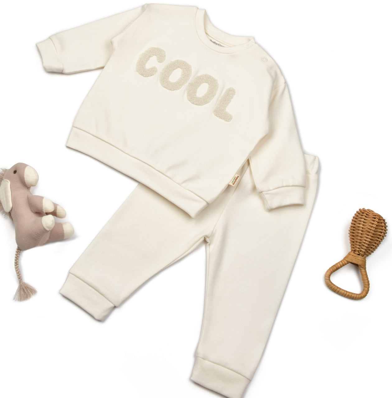 Set bluzita si pantaloni COOL - Ecru, BabyCosy