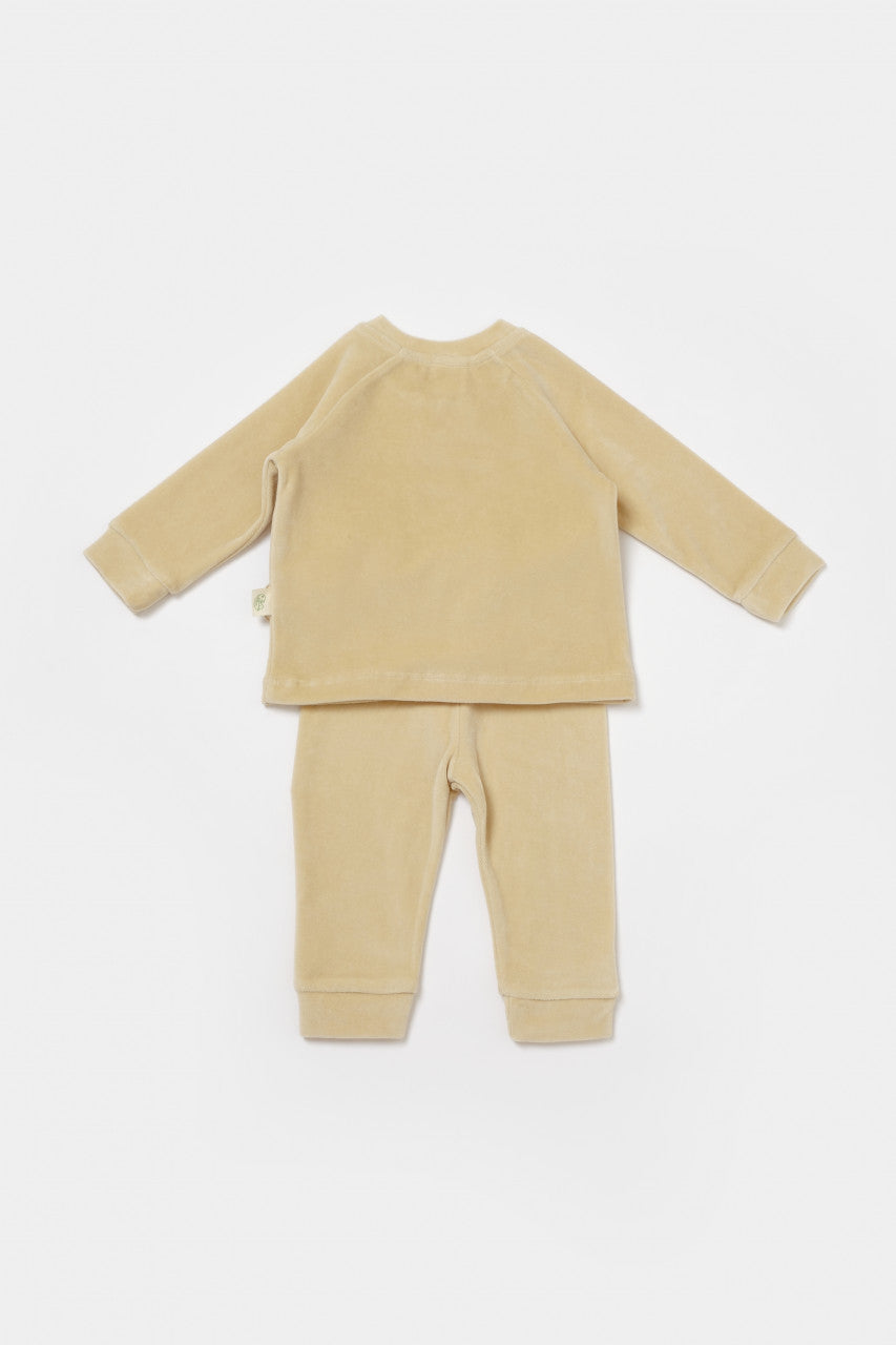 Set bluzita si pantaloni Elefant, 80%bumbac organic si 20% poliester - Stone, BabyCosy