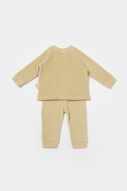 Set bluzita si pantaloni Elefant, 80%bumbac organic si 20% poliester - Stone, BabyCosy
