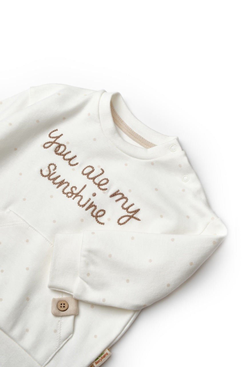 Set bluzita si pantaloni TeddyBear, 100%bumbac organic, BabyCosy