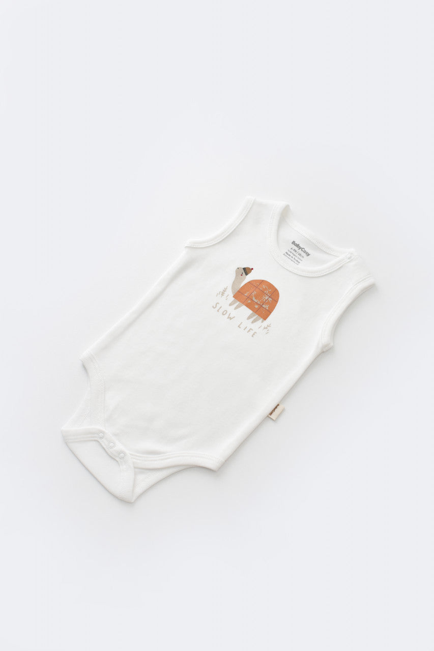 Set Broscuta cu salopeta si body din 80%bumbac organic si 20% poliester - Portocaliu, BabyCosy
