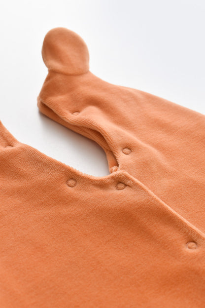 Set Broscuta cu salopeta si body din 80%bumbac organic si 20% poliester - Portocaliu, BabyCosy