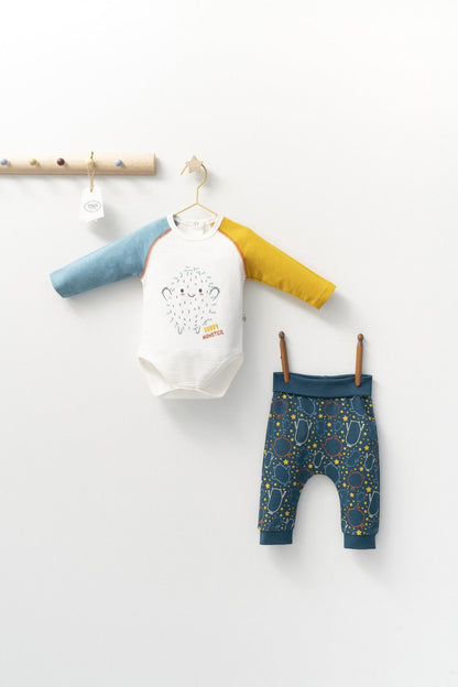 Set cu pantalonasi si body cu maneca lunga pentru bebelusi Monster, Tongs baby