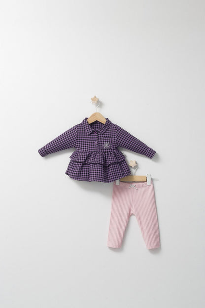 Set cu pantalonasi si camasuta in carouri pentru bebelusi Ballon, Tongs baby