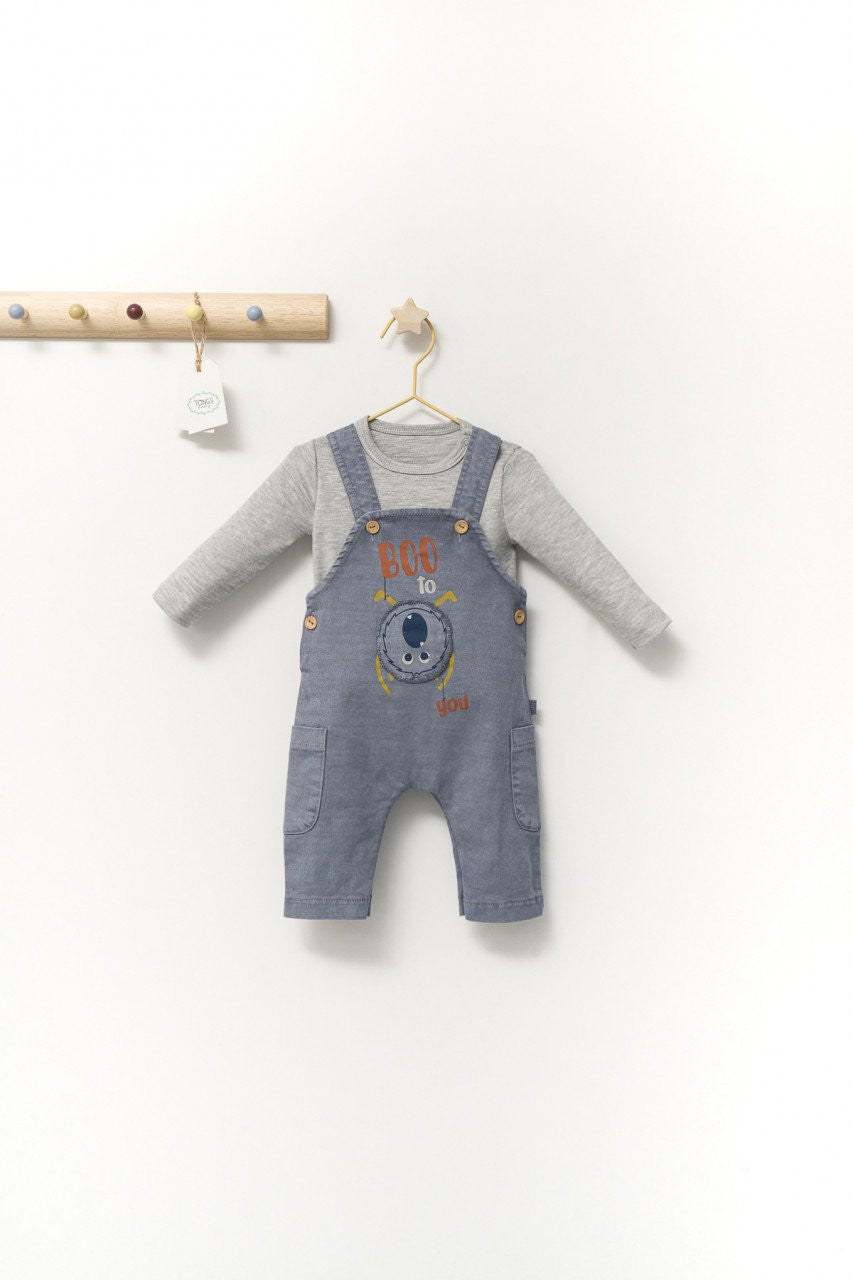 Set cu salopeta si bluzita pentru bebelusi Monster, Tongs baby