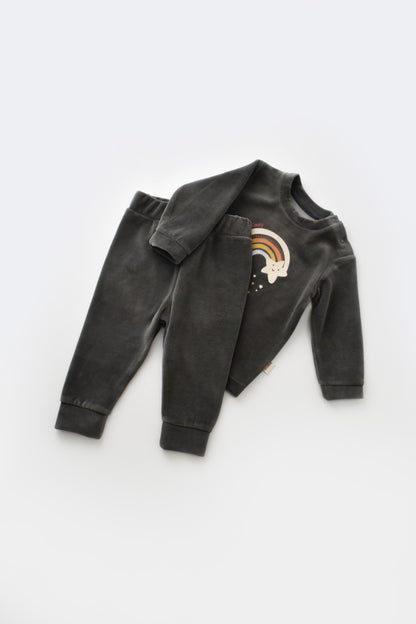Set Curcubeu cu bluzita cu maneca lunga si pantaloni lungi din 80%bumbac organic si 20% poliester - Antracit, BabyCosy