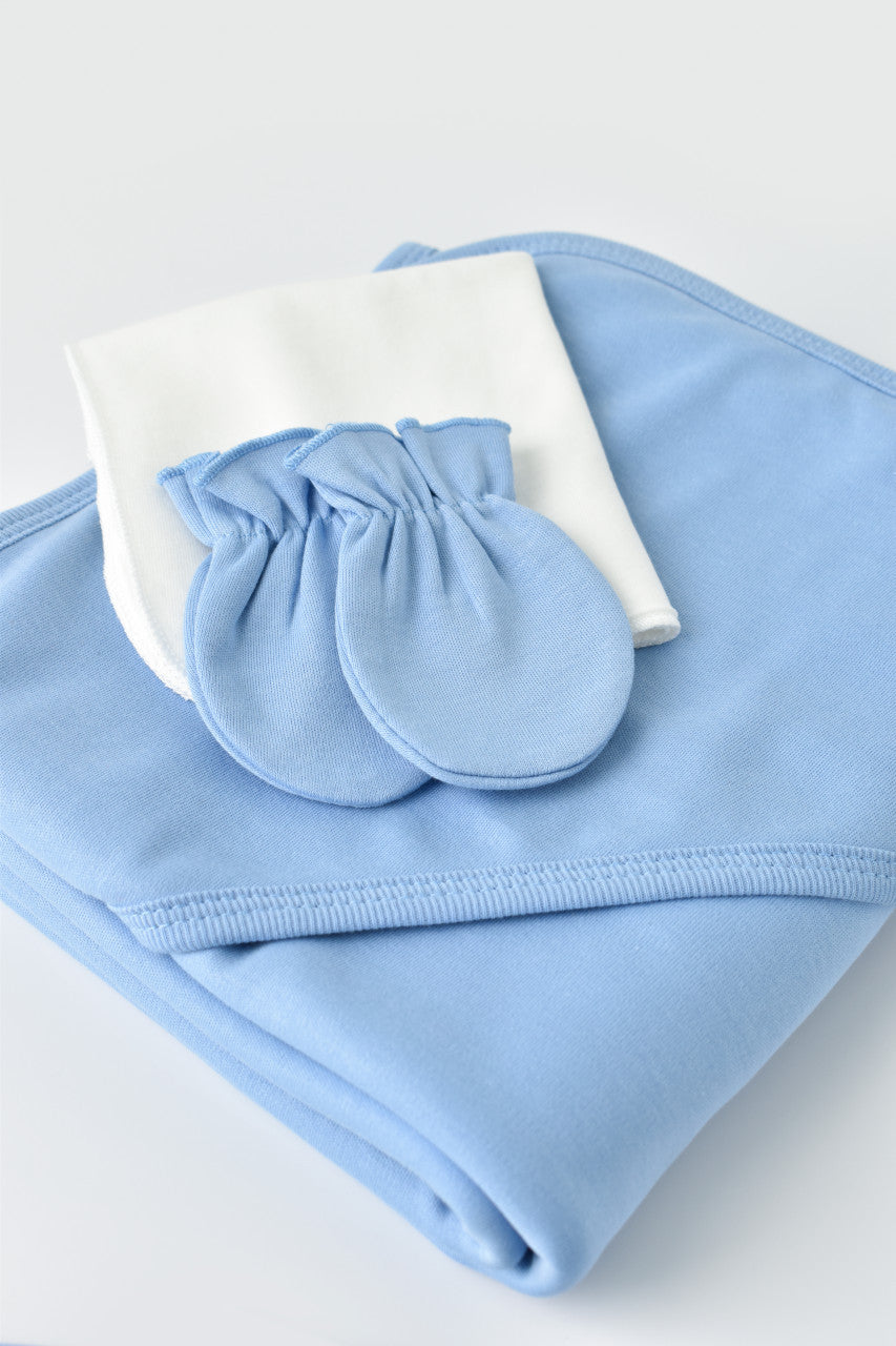 Set de 10 piese pentru nou nascut - 100% bumbac organic - Bleu, BabyCosy