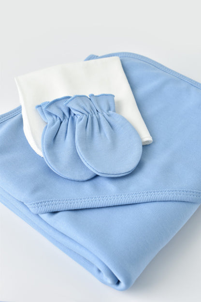 Set de 10 piese pentru nou nascut - 100% bumbac organic - Bleu, BabyCosy