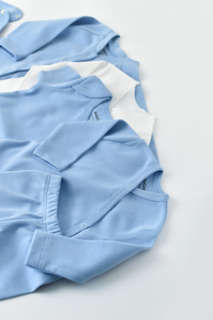 Set de 10 piese pentru nou nascut - 100% bumbac organic - Bleu, BabyCosy