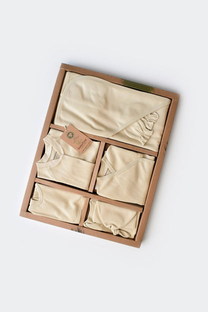Set de 10 piese pentru nou nascut - 100% bumbac organic - Crem, BabyCosy