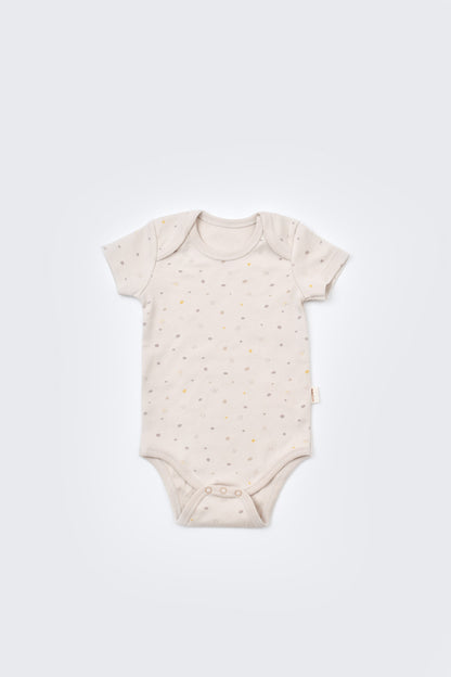 Set de 10 piese pentru nou nascut - 100% bumbac organic - Crem cu buline, BabyCosy