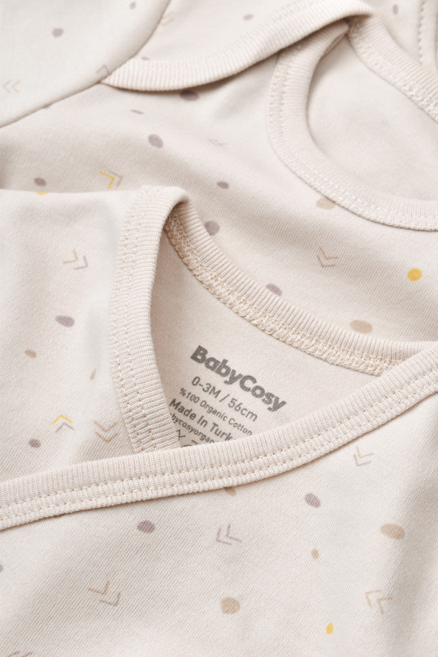 Set de 10 piese pentru nou nascut - 100% bumbac organic - Crem cu buline, BabyCosy