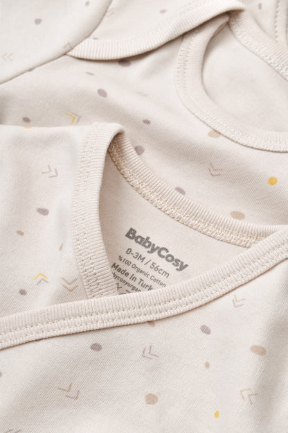 Set de 10 piese pentru nou nascut - 100% bumbac organic - Crem cu buline, BabyCosy