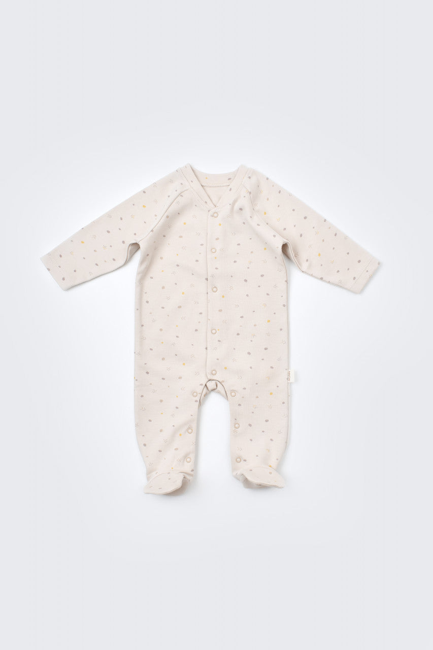 Set de 10 piese pentru nou nascut - 100% bumbac organic - Crem cu buline, BabyCosy