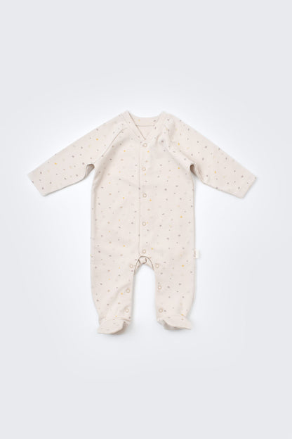 Set de 10 piese pentru nou nascut - 100% bumbac organic - Crem cu buline, BabyCosy