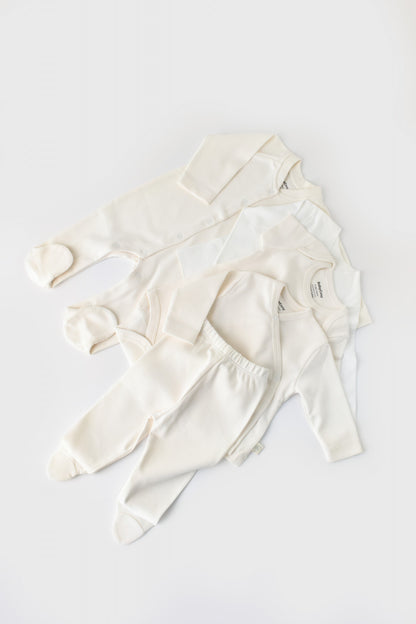 Set de 10 piese pentru nou nascut - 100% bumbac organic - Ecru, BabyCosy