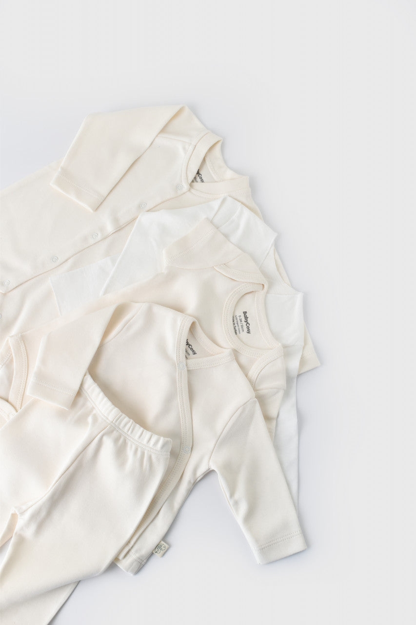 Set de 10 piese pentru nou nascut - 100% bumbac organic - Ecru, BabyCosy