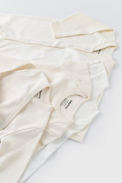 Set de 10 piese pentru nou nascut - 100% bumbac organic - Ecru, BabyCosy