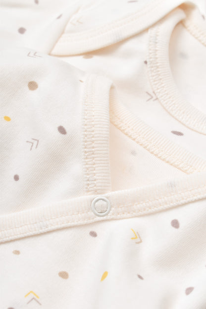 Set de 10 piese pentru nou nascut - 100% bumbac organic - Ecru cu buline, BabyCosy