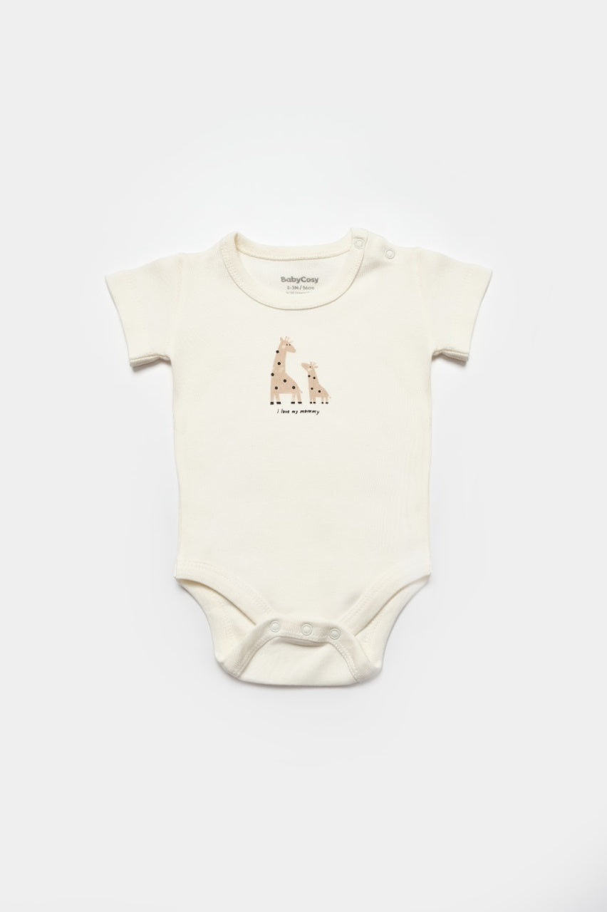 Set de 10 piese pentru nou nascut, 100% bumbac organic, Giraffe, BabyCosy