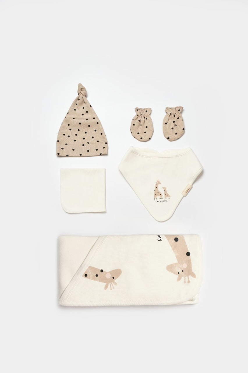 Set de 10 piese pentru nou nascut, 100% bumbac organic, Giraffe, BabyCosy