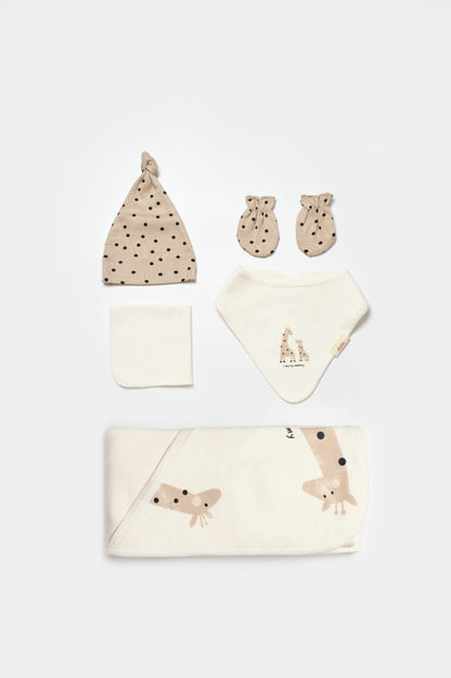 Set de 10 piese pentru nou nascut, 100% bumbac organic, Giraffe, BabyCosy
